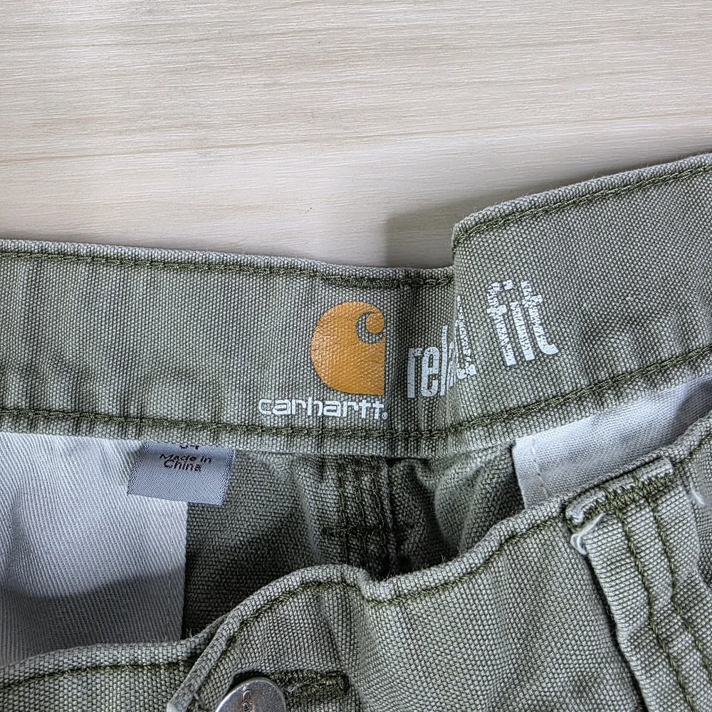 Carhartt Green Olive Cargo Shorts Relaxed 10” Inseam 100277 301 Distressed - Picture 5 of 8